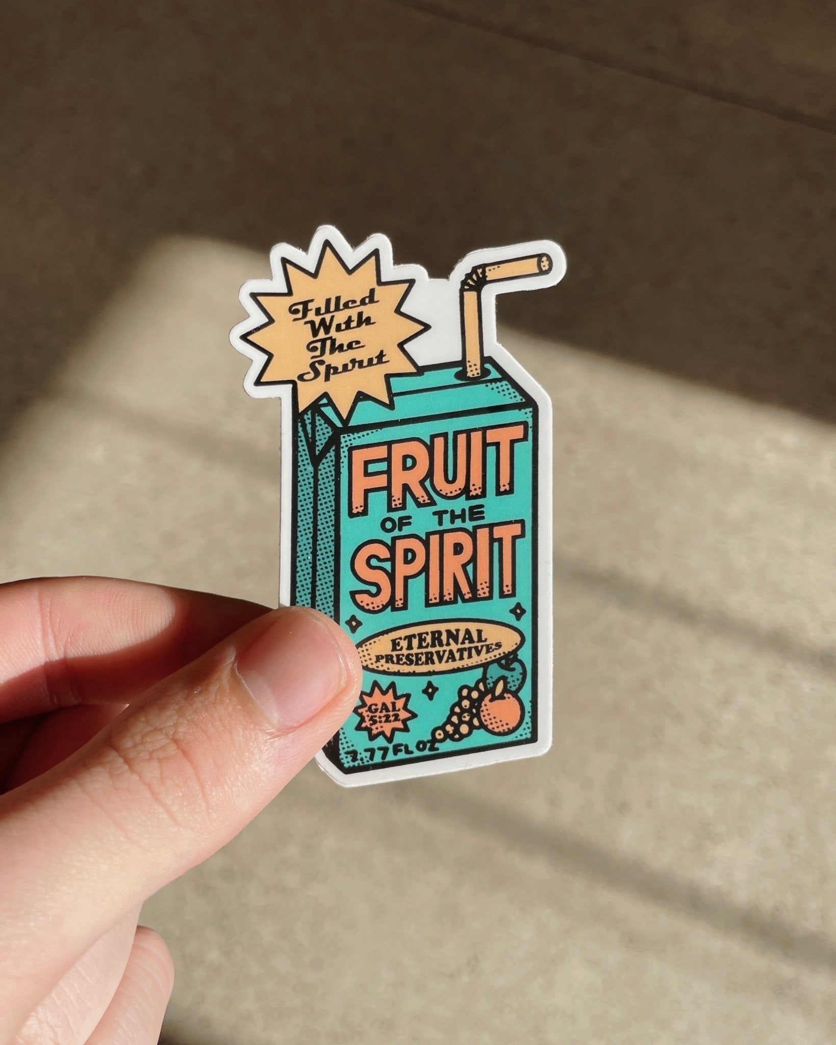 Christian Sticker - Fruit of the Spirit - Juice Box Teal Green Sticker - Proclamation Coalition