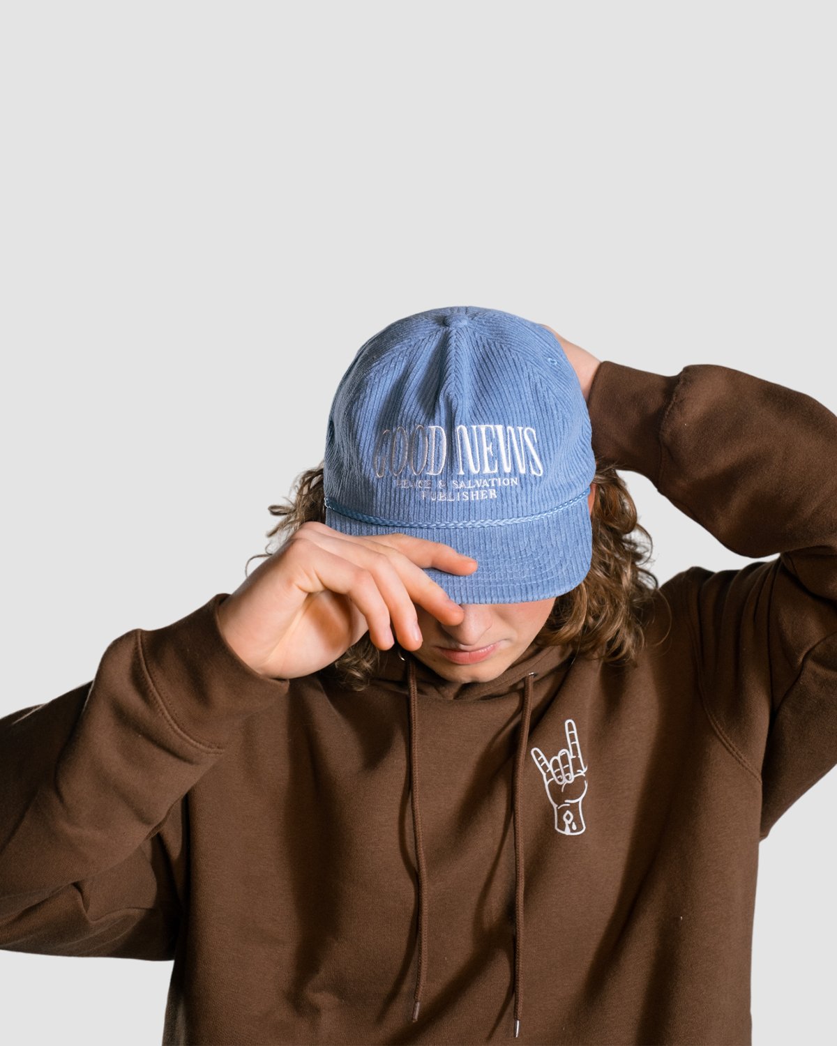 Christian Hat - Good News - Ocean Blue Corduroy Hat - Proclamation Coalition