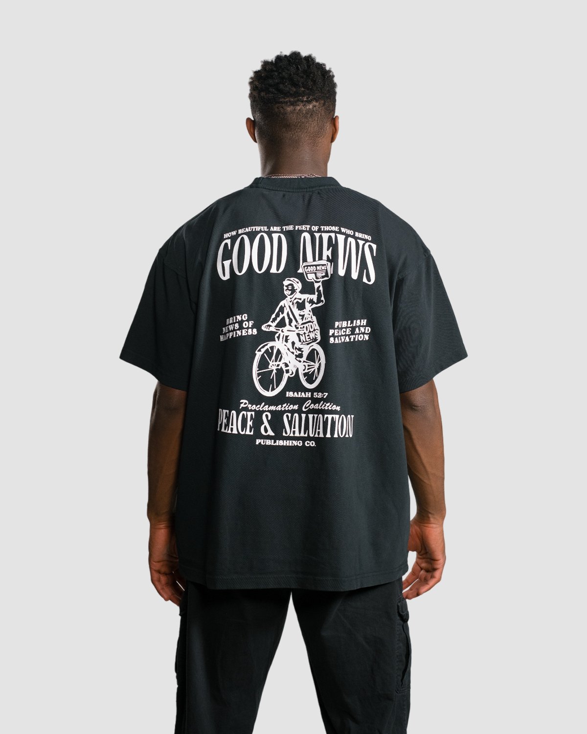 Christian T-Shirt - Good News - Paper Boy Black Heavyweight Tee - Proclamation Coalition