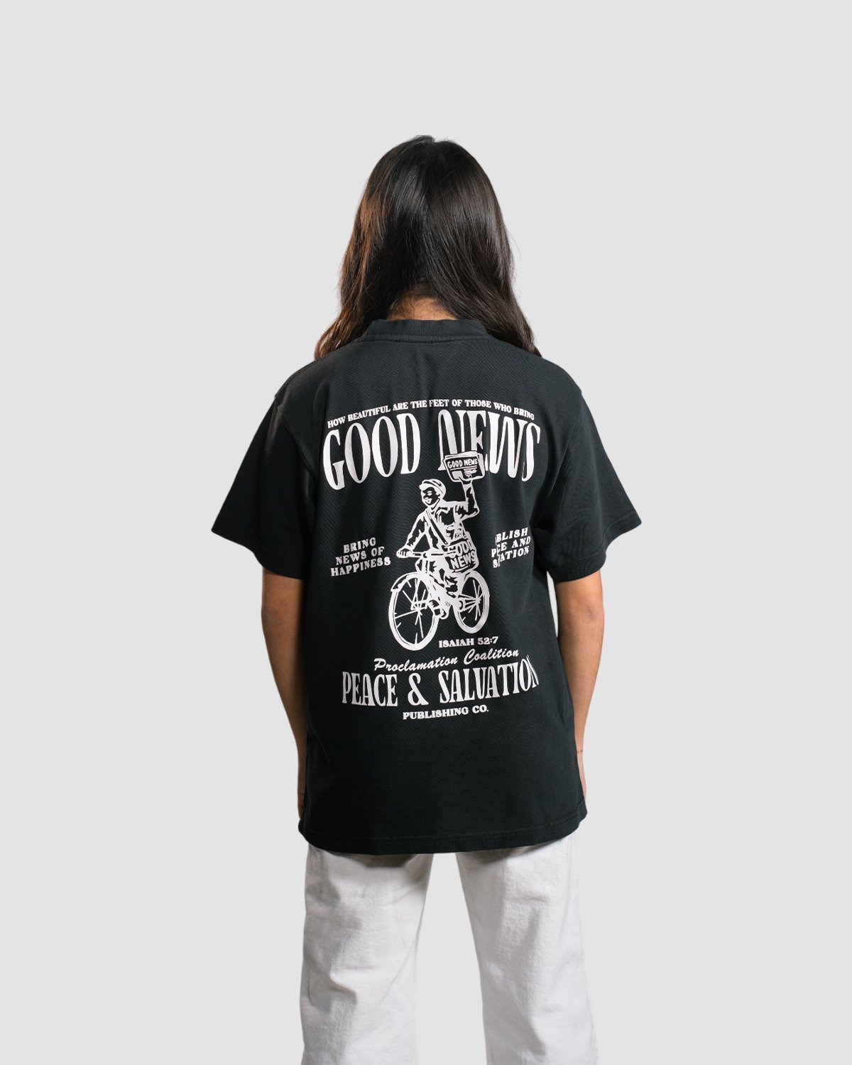 Christian T-Shirt - Good News - Paper Boy Black Heavyweight Tee - Proclamation Coalition