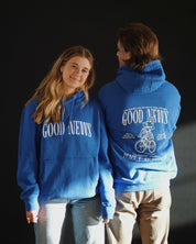 Christian Sweatshirt - Good News - Paper Boy Royal Blue Hoodie - Proclamation Coalition