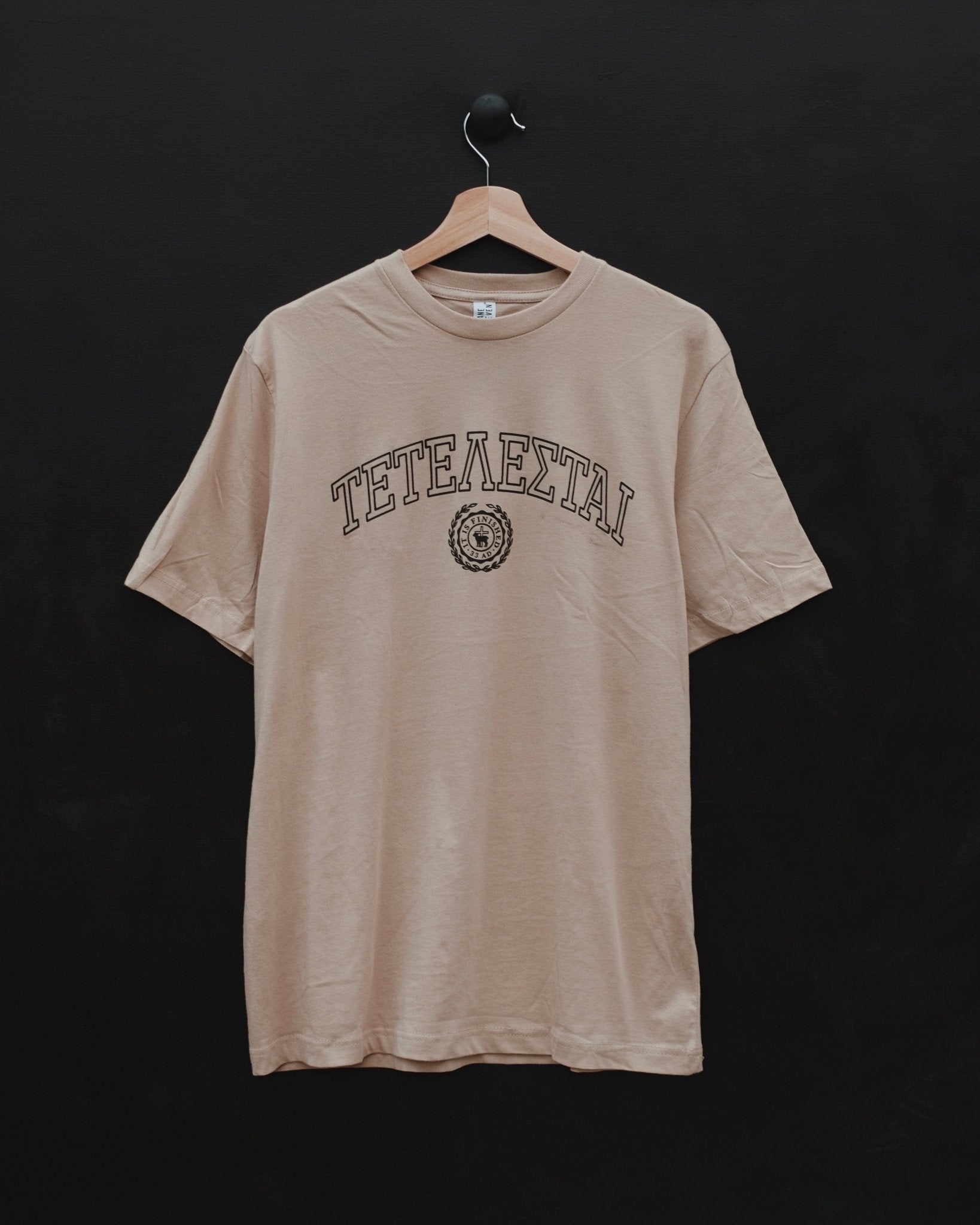 Christian T-Shirt - It is Finished Tetelstai - Sandstone University Staple Tee - Proclamation Coalition