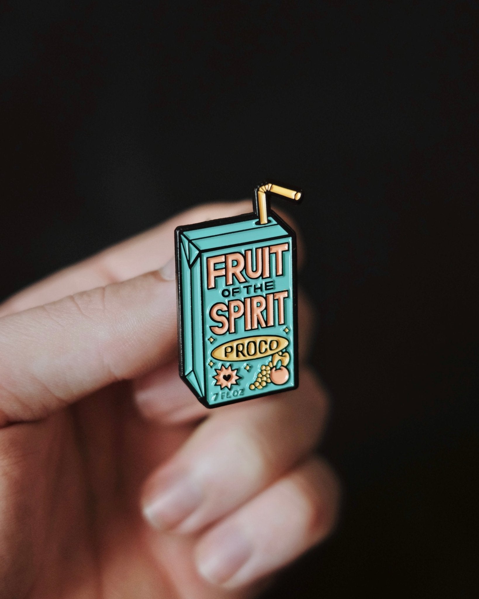 Christian Pin - Fruit of the Spirit - Juice Box Enamel Teal Green Pin - Proclamation Coalition