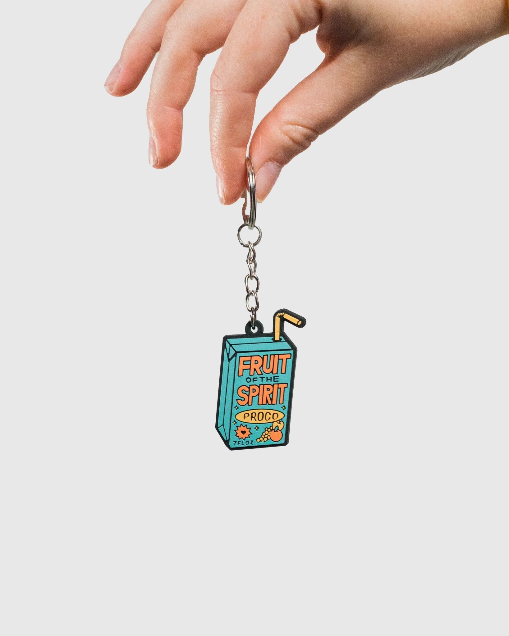 Christian Keychain - Fruit of the Spirit - Juice Box - Rubber Keychain - Proclamation Coalition