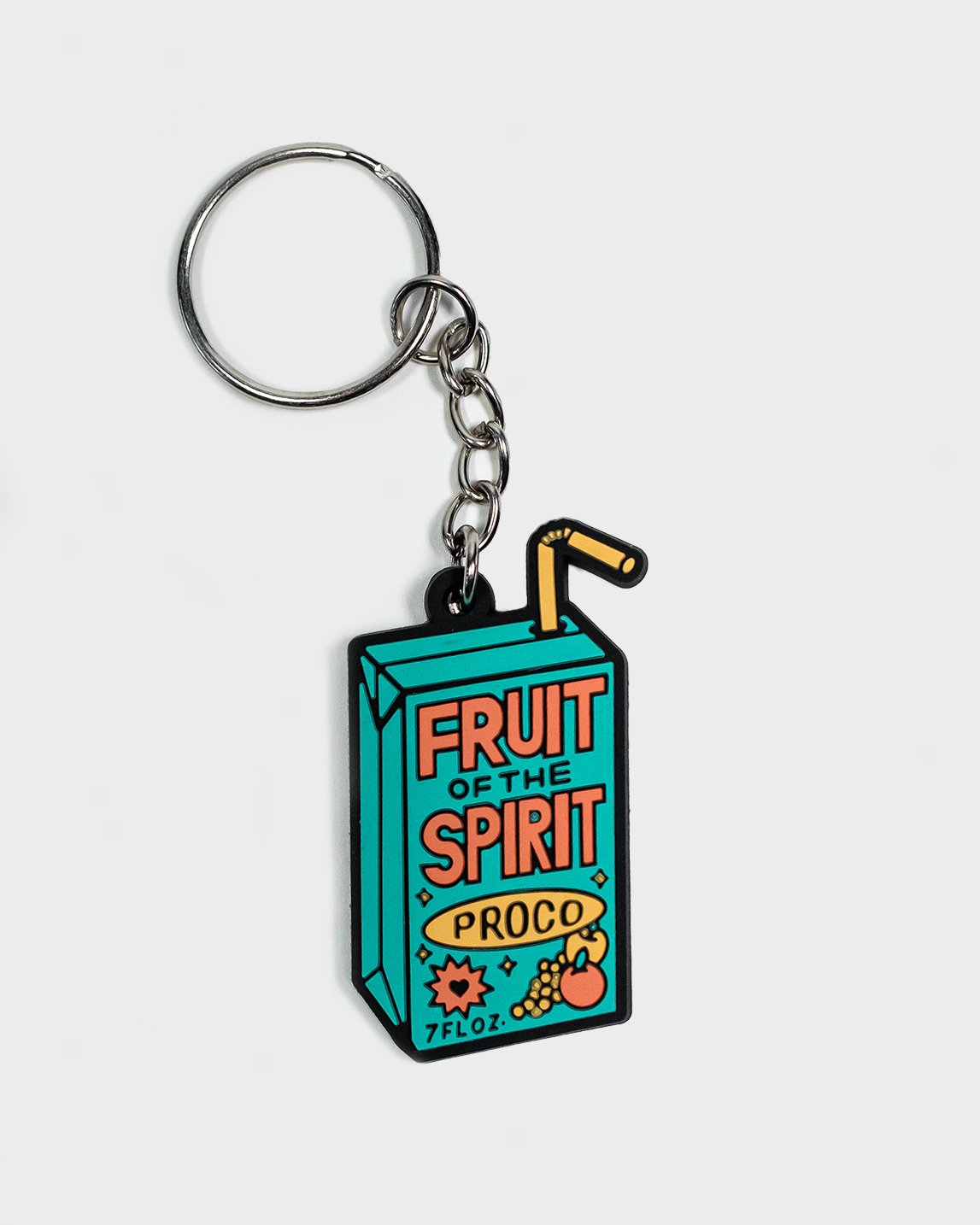Christian Keychain - Fruit of the Spirit - Juice Box - Rubber Keychain - Proclamation Coalition