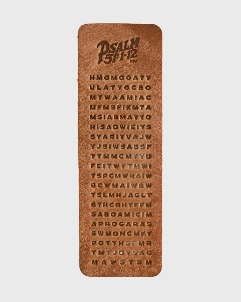 Christian Bookmark - Psalm 51:1-12 Italian Leather Memory Bookmark - Proclamation Coalition