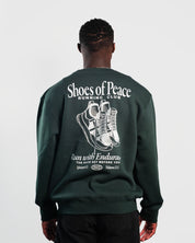 Christian Sweatshirt - Run with Endurance Forest Green Crewneck - Proclamation Coalition