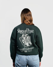 Christian Sweatshirt - Run with Endurance Forest Green Crewneck - Proclamation Coalition