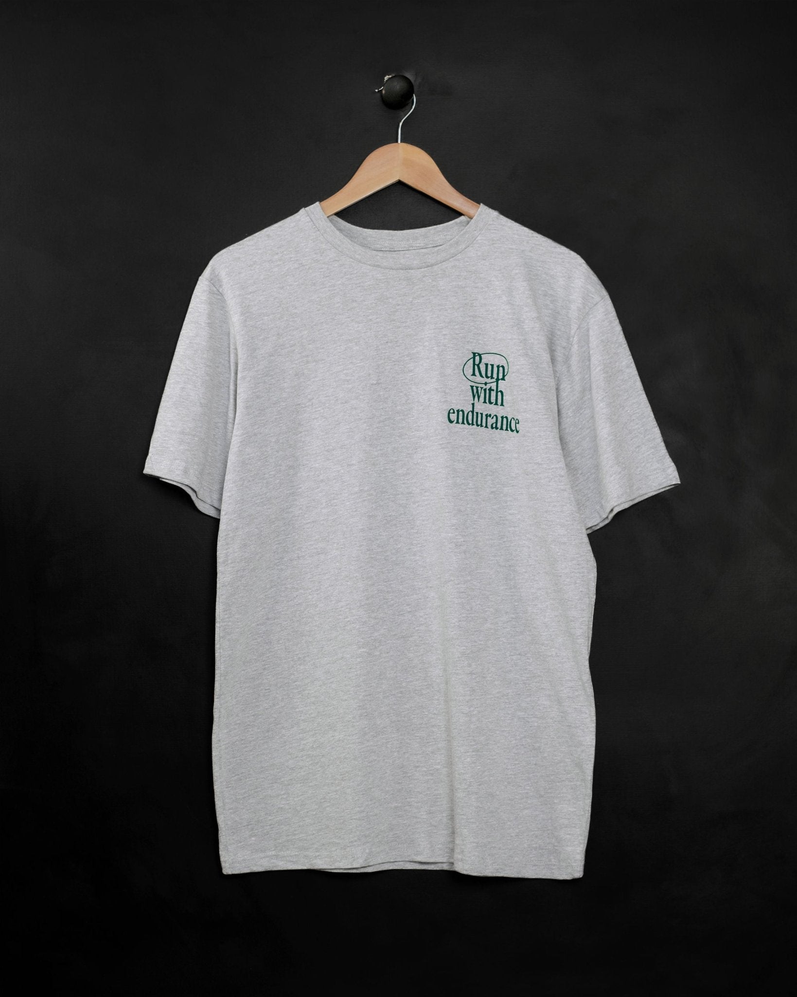 Christian T-Shirt - Run with Endurance Heather Grey Staple Tee - Proclamation Coalition