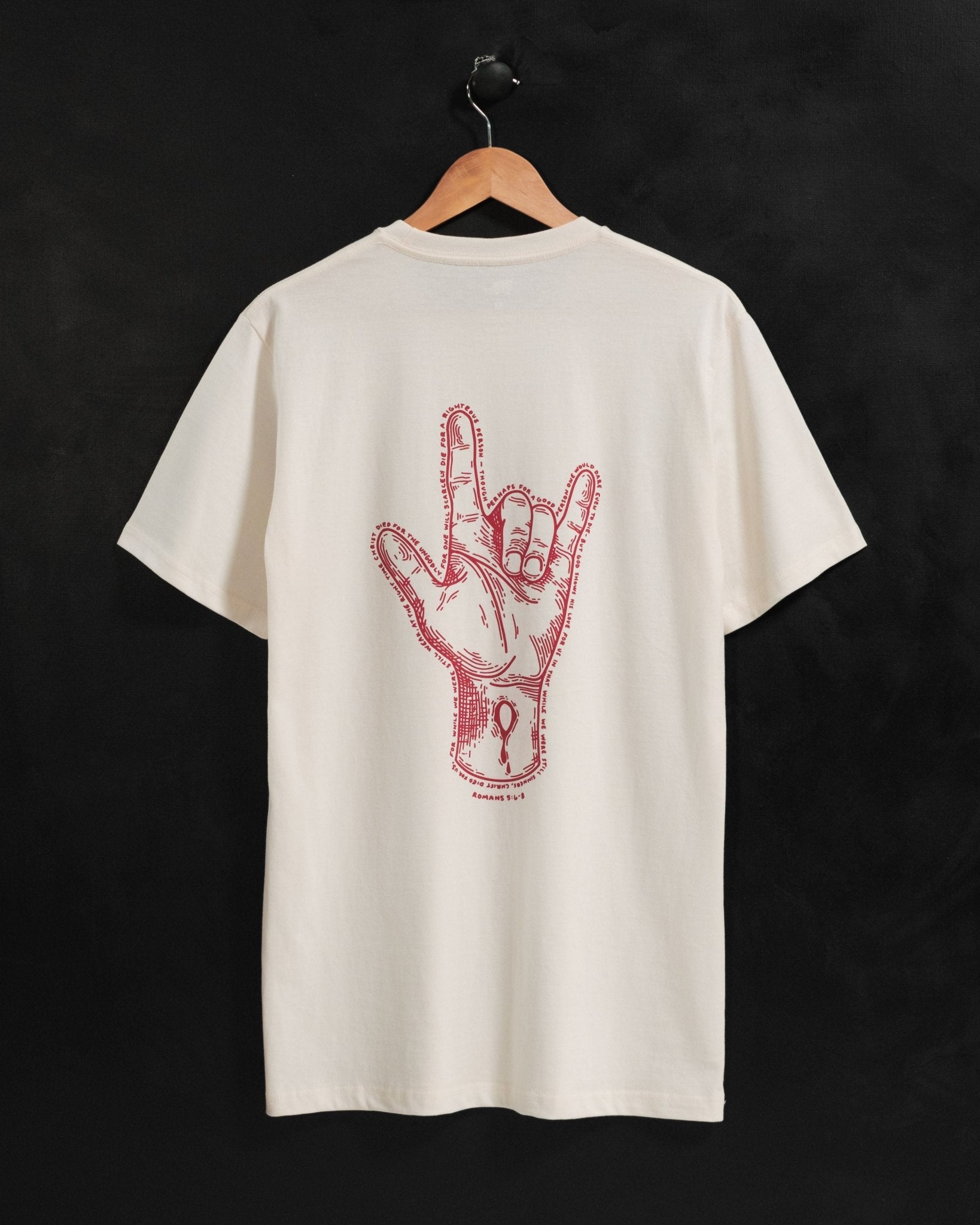 Christian T-Shirt - While We Were Still Sinners Lunar and Crimson Heavyweight Tee - Proclamation Coalition